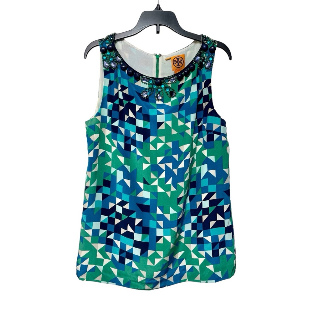 Tory‎ Burch Embellished Silk Sleeveless Blouse Size 4